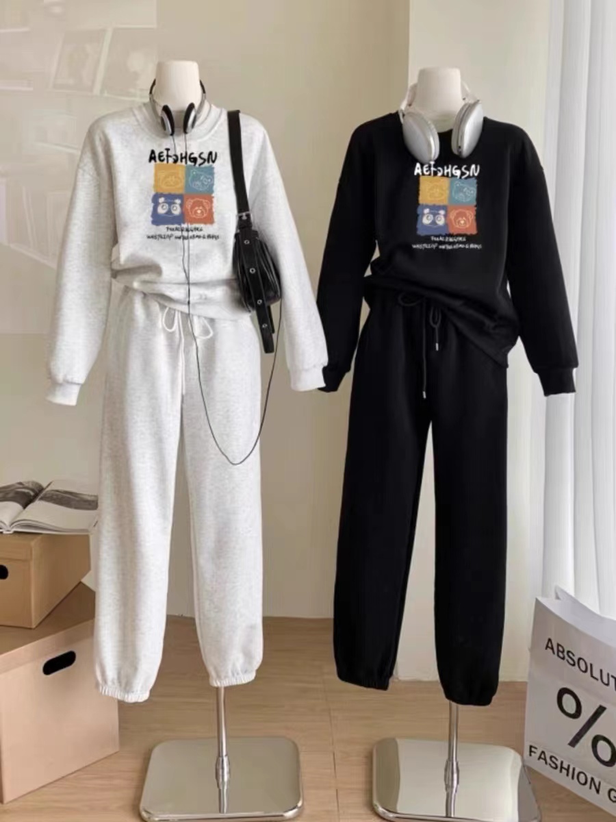 運動套裝女款秋季減齡洋氣時尚小個子寬鬆衛衣休閒兩件套