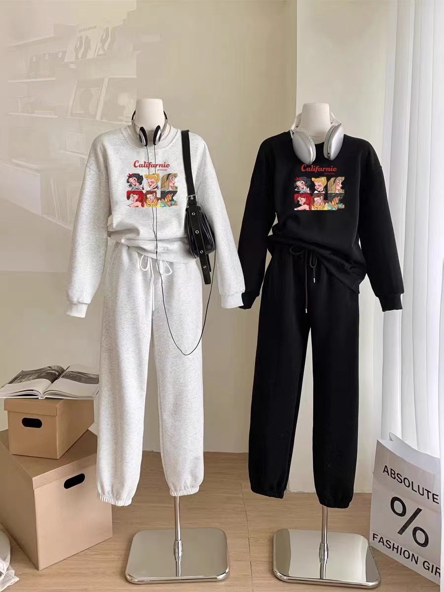 運動套裝女款秋款減齡洋氣時尚小個子寬鬆衛衣休閒褲兩件套