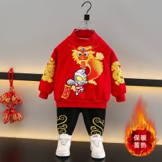 批发2024新款女宝宝<b class='q'>套装</b>儿童加绒卫衣卫裤男女童加厚休闲<b class='q'>幼儿</b>园冬装