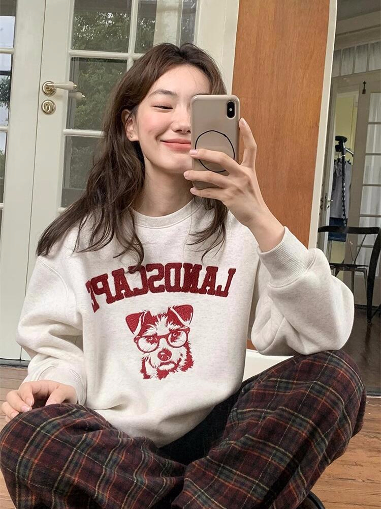 Official photo plus velvet 250g / David's round neck autumn and winter sweatshirt for women plus velvet