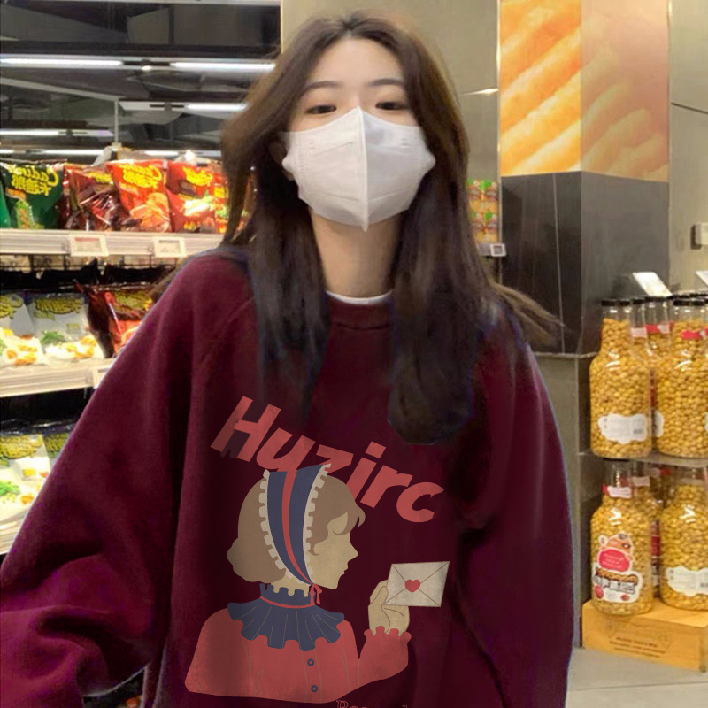 Official photo plus velvet 250g / David's round neck autumn and winter sweatshirt for women plus velvet