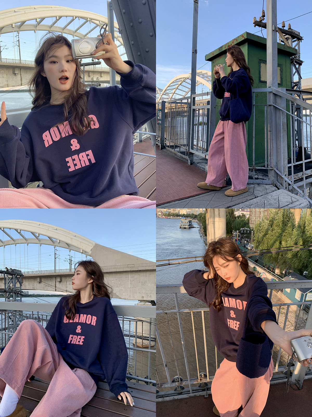 Official picture of letter toothbrush embroidered casual pullover sweatshirt for women  autumn and winter new style loose lazy style top