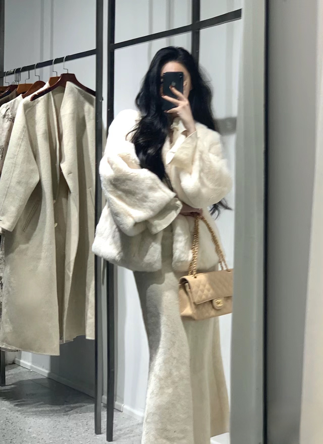 Autumn and winter new style, gentle design, imitation rabbit fur coat, new Chinese style cheongsam dress two-piece set
