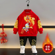 批发2023新款女宝宝<b class='q'>套装</b>儿童加绒卫衣卫裤男女童加厚休闲<b class='q'>幼儿</b>园冬装