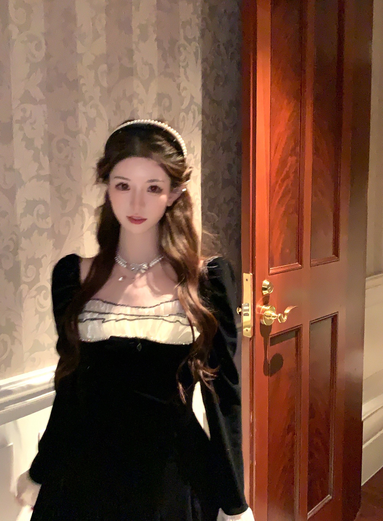 Catyears Year of the Cat Heart-warming Christmas Eve~French red velvet suspender skirt winter pure desire petite dress
