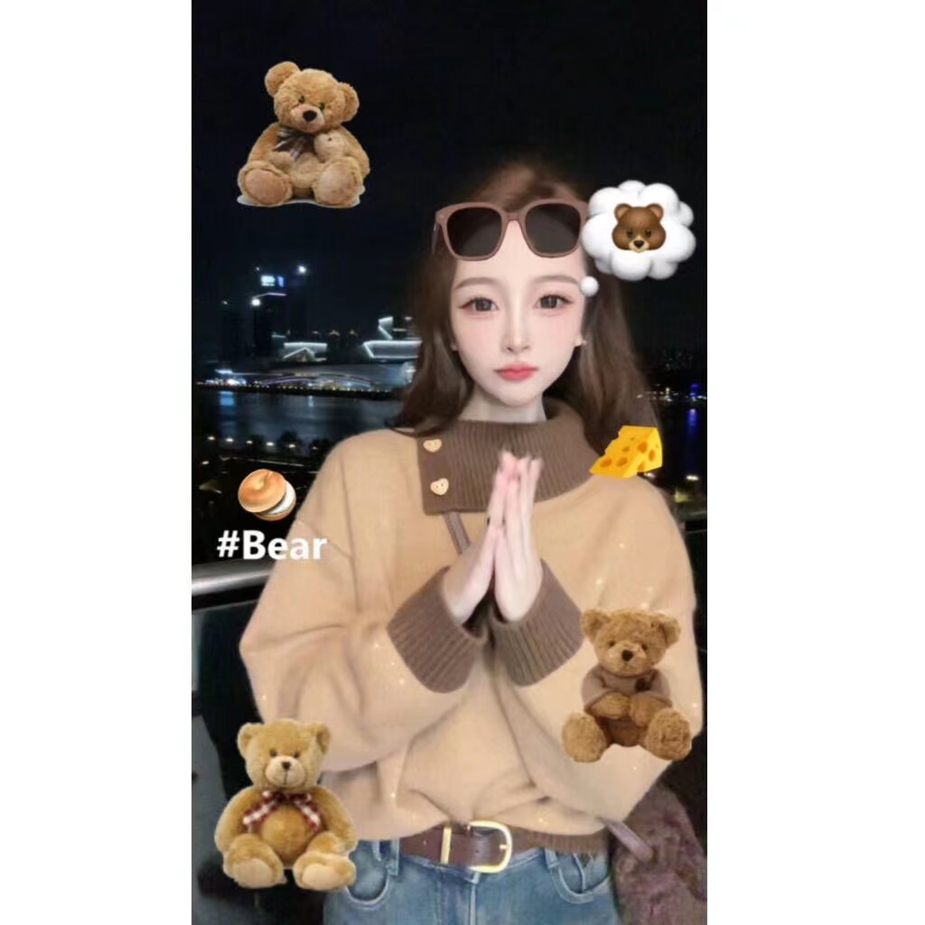 Annan AN Christmas Messenger A12053 winter new Korean fashion color matching small retro knitted sweater