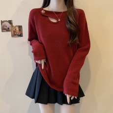 批发大码慵懒风软糯毛衣女秋冬内搭外穿套头<b class='q'>宽松</b>针织衫打底衫胖mm上衣