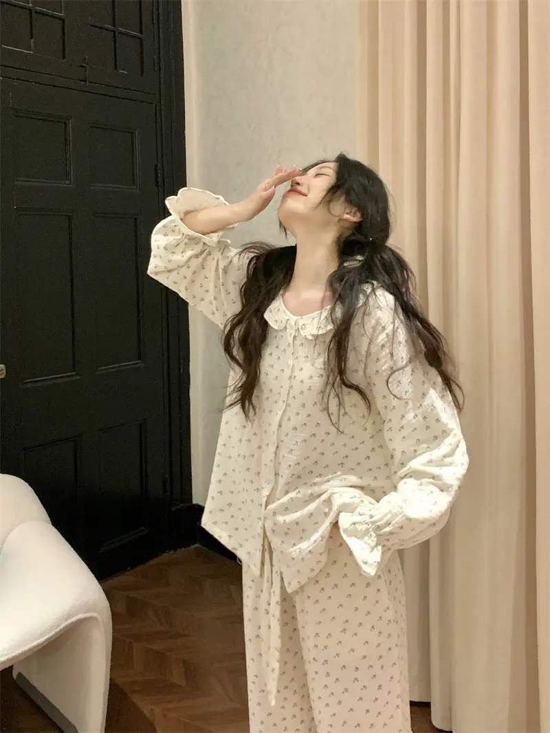 귀여운 달빛 소녀 체크 홈웨어 세트 상세 이미지 6