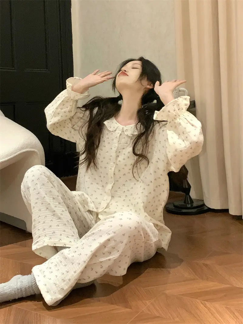 귀여운 달빛 소녀 체크 홈웨어 세트 상세 이미지 9