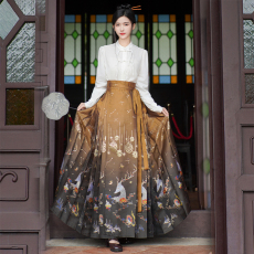 批发实拍原创超仙织金马面裙套装女新中式上衣国风汉服团体舞蹈表演服