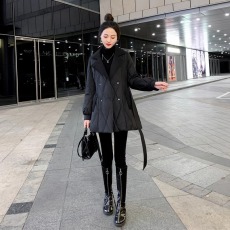 批发小个子<b class='q'>西装</b>领中长款羽绒服女2026新款冬韩版收腰显瘦黑色工装外套