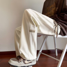 批发外贸华夫格垂感阔腿裤子男女款休闲裤春秋高街<b class='q'>韩版</b>卫裤青少年in潮