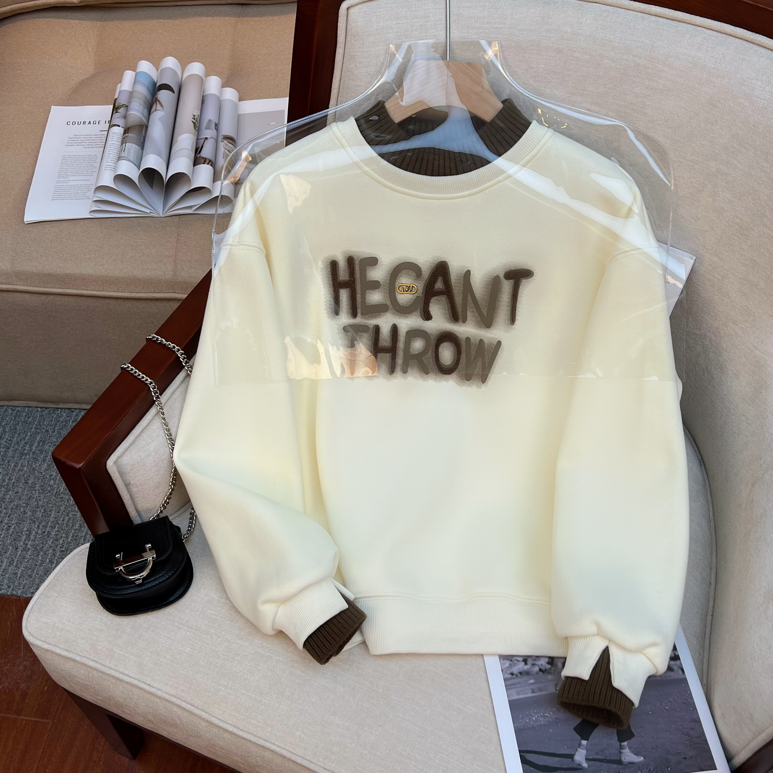 實拍華棉複合真超加絨加厚假兩件刺繡衛衣女秋冬保暖上衣大碼女裝