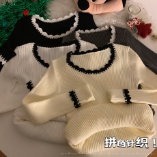 批发实价实拍秋冬季温柔风修身内搭针织衫长袖白色打底毛衣<b class='q'>百搭</b>上衣女