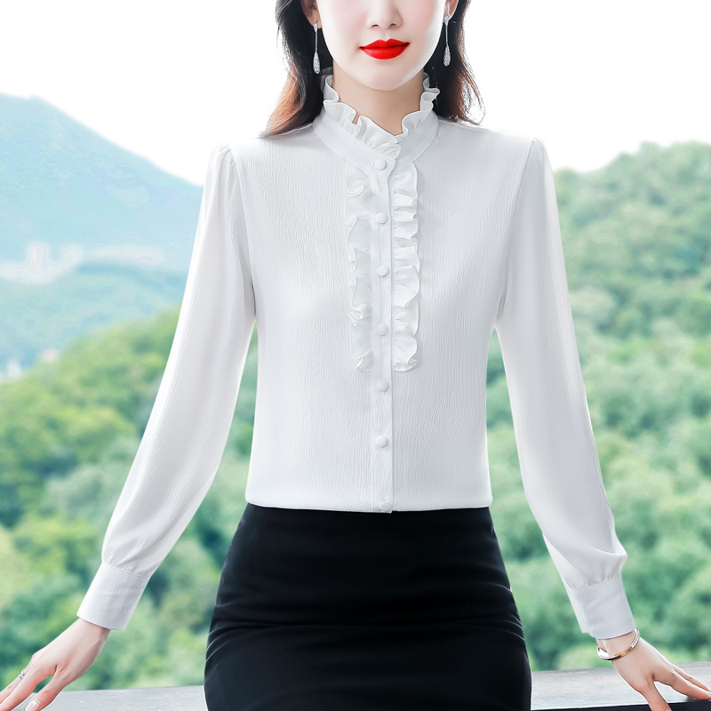 실사 2026 봄 실크 셔츠 여성 긴 소매 새로운 뽕나무 누에 실크 새틴 맨위 품격 슬림해 보이는 만나는