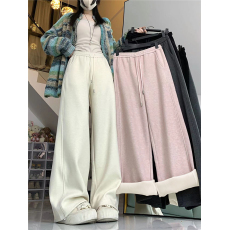 批发实拍实价~遛弯拖地裤 柔软复合加绒加厚保暖运动卫裤休闲裤阔腿