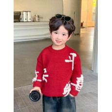 批发高品质新年<b class='q'>春</b>节新款女童针织衫毛衣冬季保暖中大童套头加厚打底衫
