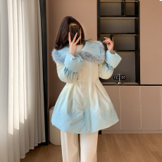 批发实拍~羽绒服外套小众设计渐变<b class='q'>甜美</b>长款外套大衣