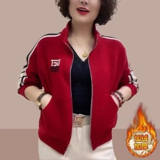 批发加绒秋冬2026年新款休闲短款外套女时尚洋气立领拉链开衫上衣春秋