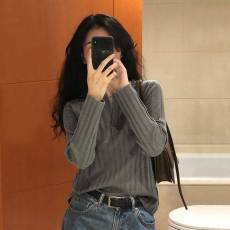 批发法式复古v领针织衫女2026春季外穿修身显瘦长袖打底衫内搭上衣T恤