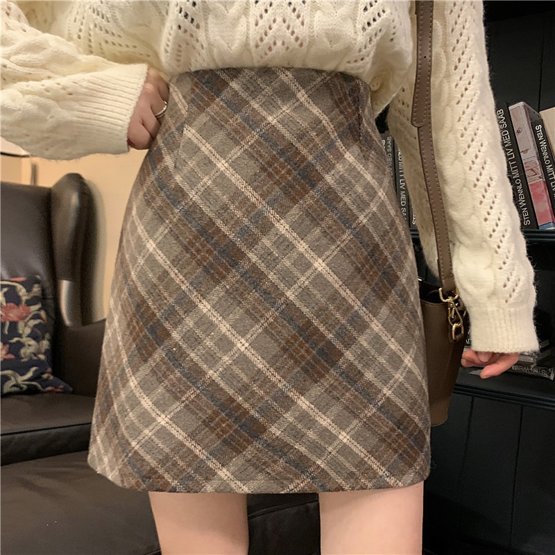 小個子毛呢短裙秋冬季半裙新款百搭高腰a字半身裙秋季小裙子女裝