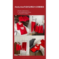 批发Cockykiss新年圣诞开启好运情侣大红保暖套装