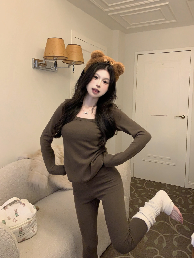 Actual shot ~ Nuannuan suit continues to be upgraded!  U-neck thermal underwear two-piece set