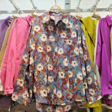 批发实拍复古碎花棉麻衬衫韩版春夏长袖chic原宿风显瘦打底衫女衬衣潮