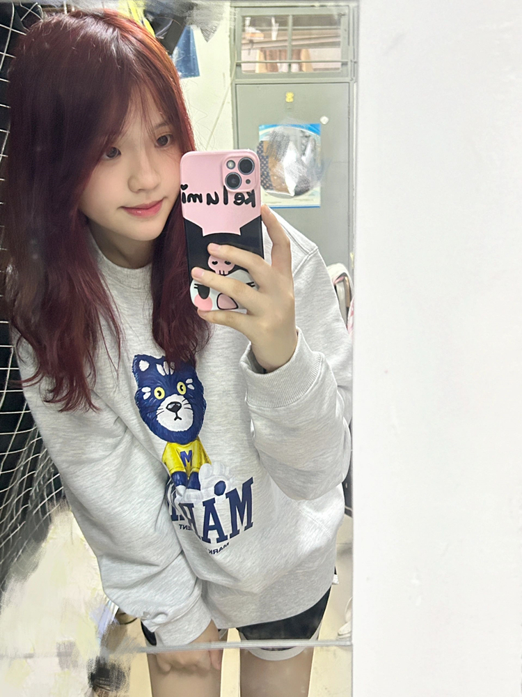 Official picture  new autumn cute cat letter print round neck plus velvet long-sleeved sweatshirt for women