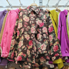 批发实拍韩版春夏棉麻碎花衬衫复古百搭休闲上衣打底衫女宽松长袖衬衣