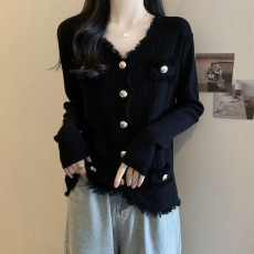 实拍2026年新款秋装胖妹妹显瘦大码女装针织衫流苏设计感针织上衣