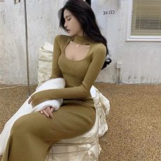 批发<b class='q'>韩国</b>外贸镂空性感显胸显身材内搭<b class='q'>连衣裙</b>修身显瘦打底包臀长裙子