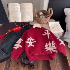 批发高品质新年<b class='q'>春</b>节新款女童针织衫毛衣冬季保暖中大童套头加厚打底衫