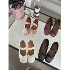 批发2024年春新款芭蕾舞鞋缎面单鞋蝴蝶结女鞋玛丽珍豆豆鞋