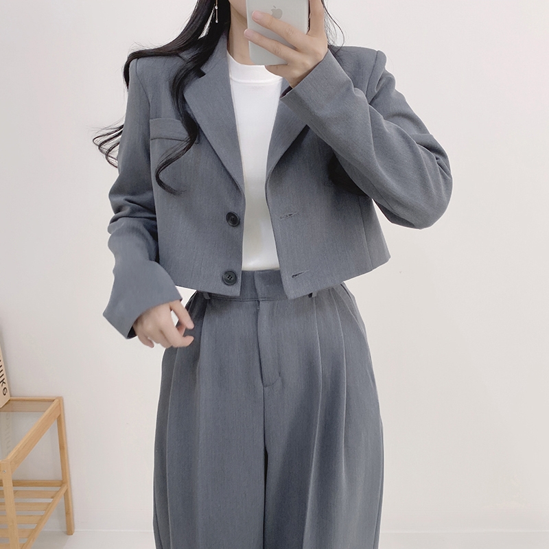 Size update chic spring fashion loose casual suit jacket suit trousers two piece set