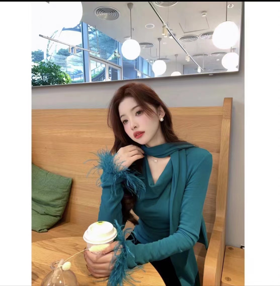 SZA Moonlight Nocturne autumn and winter new women's design sense of slimming and chic long-sleeved T-shirt bottoming shirt