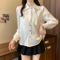 批发特价库存实拍大码女装<b class='q'>秋</b>装新款胖mm韩版蝴蝶结休闲正装长袖衬衫