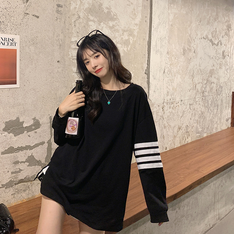 2024 new T-shirt autumn Korean style loose striped sweet long-sleeved tops for women