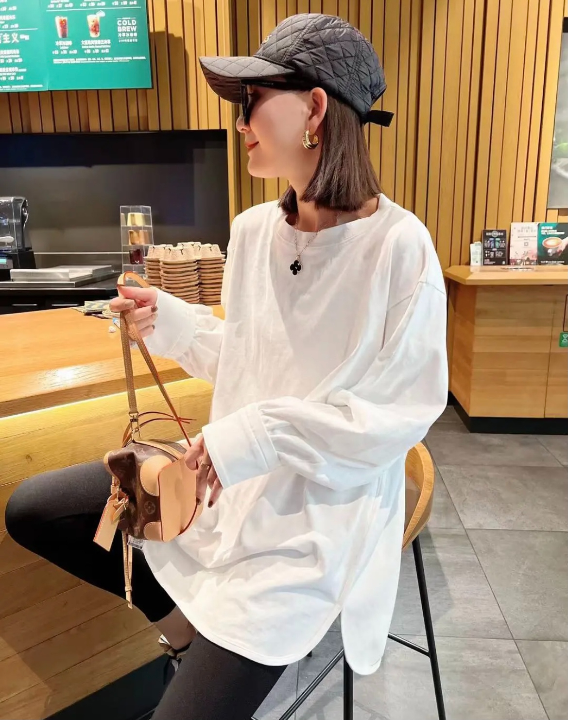 280g threaded German velvet 2024 spring, autumn and winter new style mid-length T-shirt for women with long sleeves