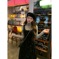 批发实拍～大码女装繁星设计感百搭ins精致显瘦细闪雪花星丝<b class='q'>绒套装</b>裙