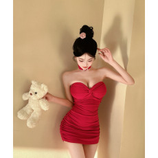 批发实拍一字肩性感修身内搭气质抹胸紧身包臀<b class='q'>连衣裙</b>