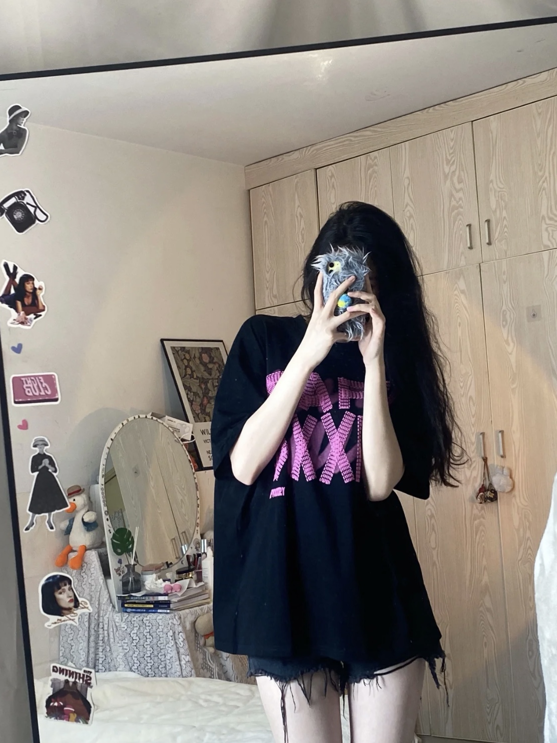 官圖 重磅/精梳純棉 後包領 有縫邊 S-XXXL 夏裝短袖T恤女