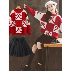 批发女童连衣裙秋冬<b class='q'>儿童</b>冬裙中大童公主裙子圣诞拜年新年衣服过年服装