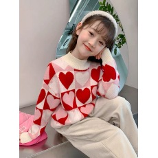 批发女童<b class='q'>毛衣</b>2025秋冬新款<b class='q'>儿童</b>女大童冬装洋气童装红色针织衫冬季上衣