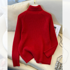 批发实拍大码女装高领<b class='q'>毛衣</b>秋冬加厚保暖韩版胖妹妹<b class='q'>宽松</b>套头打底针织衫