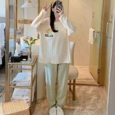 批发梦<b class='q'>记</b>S172恐龙 M-5XL 35提花棉女睡衣春季长袖套头家居服套装大码