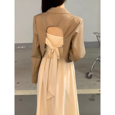 批发西装外套女秋季2026新款设计感露背薄款时尚<b class='q'>短款</b>小西服连衣裙套装