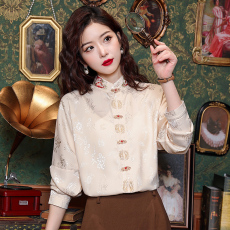 批发已出货 新中式立领长袖雪纺衬衫女春秋2025年春季新款宫廷风上衣