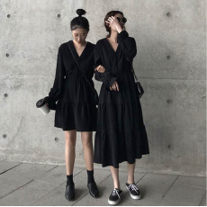 批发秋装新款<b class='q'>大码</b>女装宽松洋气显瘦遮肚减龄连衣裙闺蜜裙