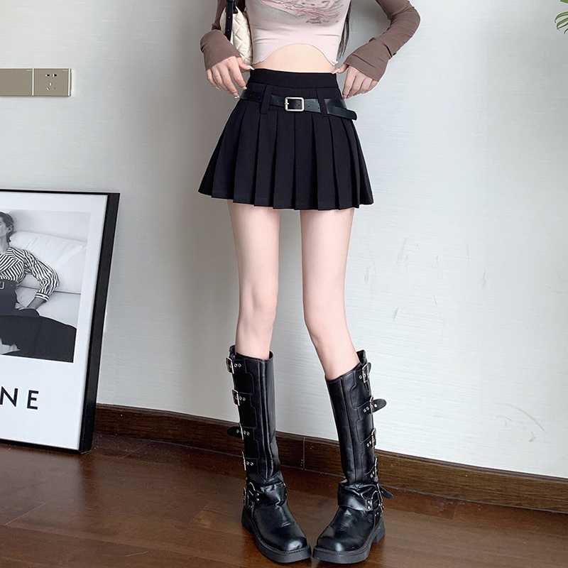 Actual shot of ready-made suit pleated skirt for women 2024 spring new high-waisted versatile A-line skirt slimming short skirt